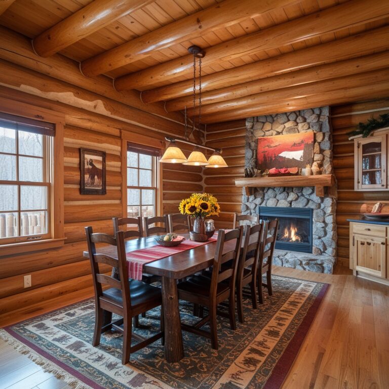 Create a Cozy Vibe: 13 Log Cabin Dining Room Ideas You’ll Love