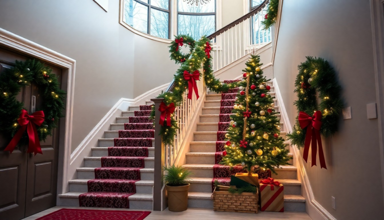 29 Christmas Staircase Decor Ideas